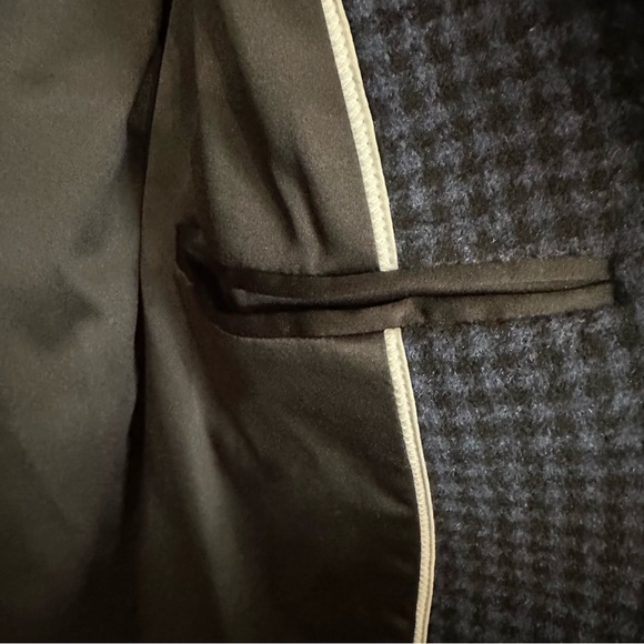 Club Monaco Manteaux Black & Navy Slim Tailored Coat in Houndstooth Size L NWT - Picture 6 of 12